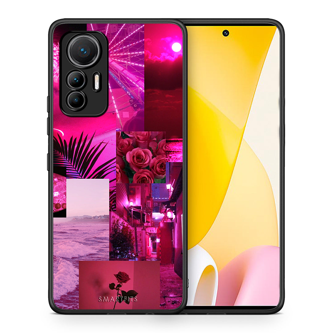 Θήκη Αγίου Βαλεντίνου Xiaomi 12 Lite 5G Collage Red Roses από τη Smartfits με σχέδιο στο πίσω μέρος και μαύρο περίβλημα | Xiaomi 12 Lite 5G Collage Red Roses case with colorful back and black bezels