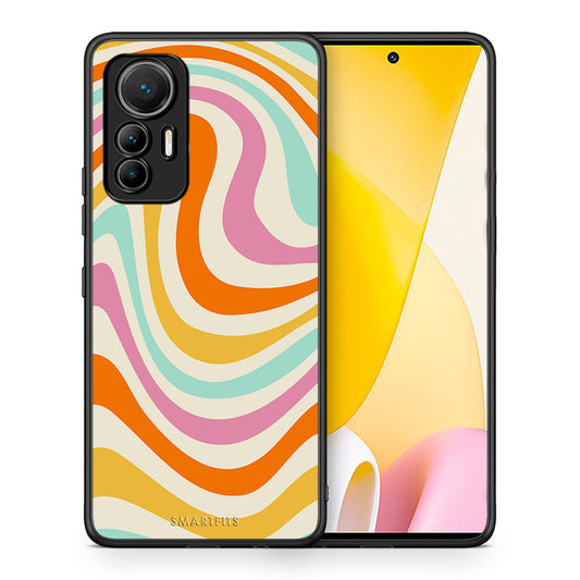 Θήκη Xiaomi 12 Lite 5G Colourful Waves από τη Smartfits με σχέδιο στο πίσω μέρος και μαύρο περίβλημα | Xiaomi 12 Lite 5G Colourful Waves case with colorful back and black bezels