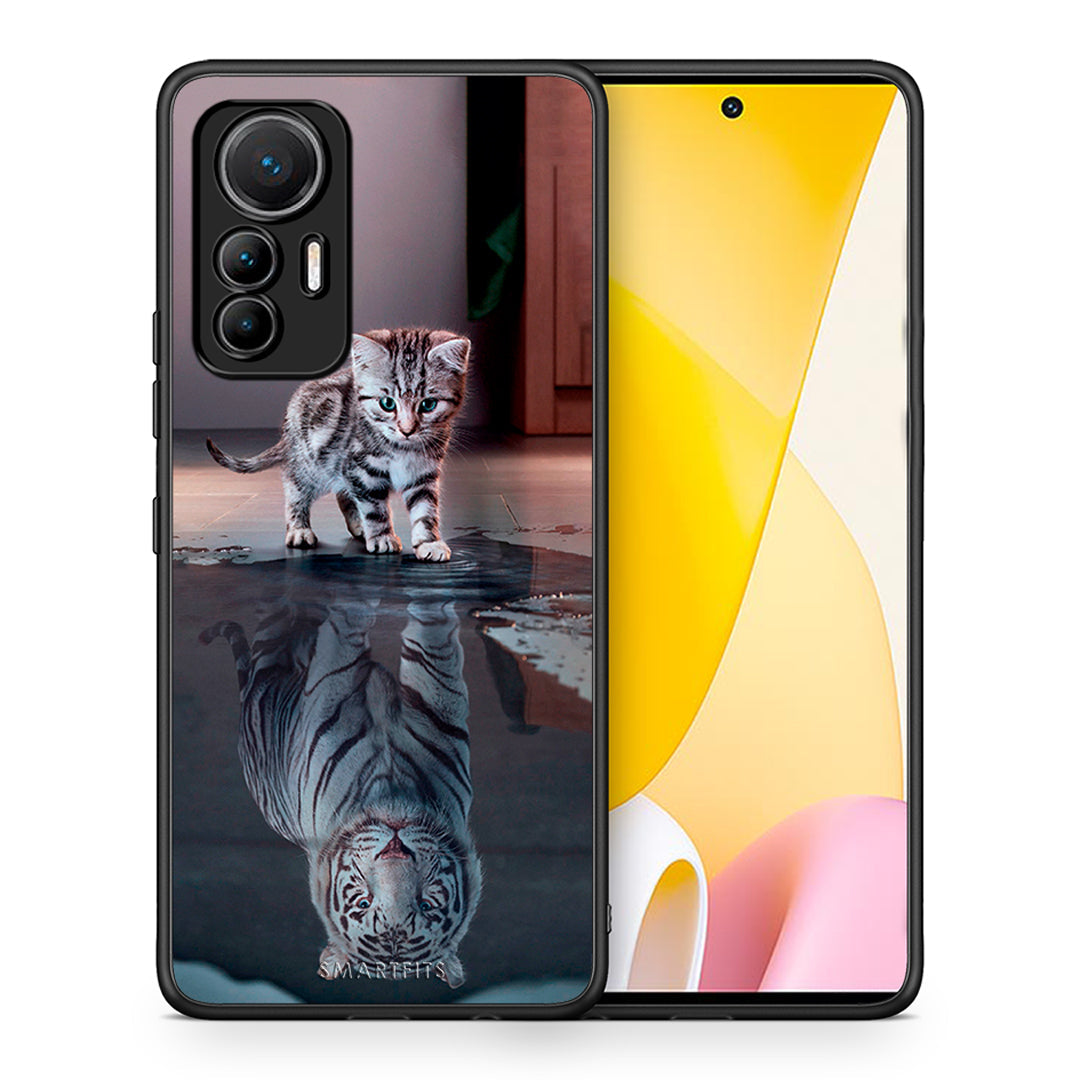 Θήκη Xiaomi 12 Lite 5G Tiger Cute από τη Smartfits με σχέδιο στο πίσω μέρος και μαύρο περίβλημα | Xiaomi 12 Lite 5G Tiger Cute case with colorful back and black bezels