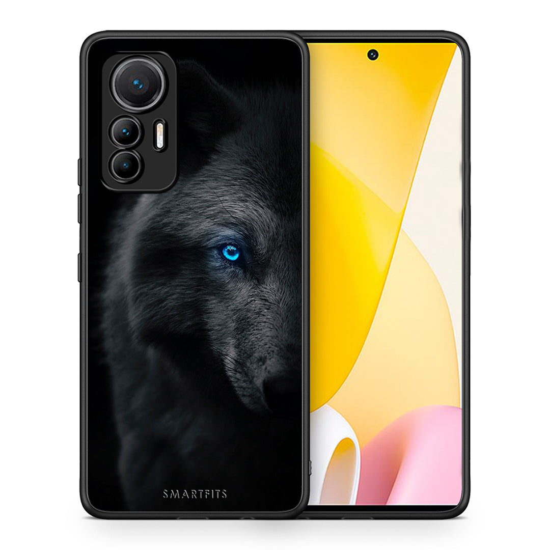 Θήκη Xiaomi 12 Lite 5G Dark Wolf από τη Smartfits με σχέδιο στο πίσω μέρος και μαύρο περίβλημα | Xiaomi 12 Lite 5G Dark Wolf case with colorful back and black bezels