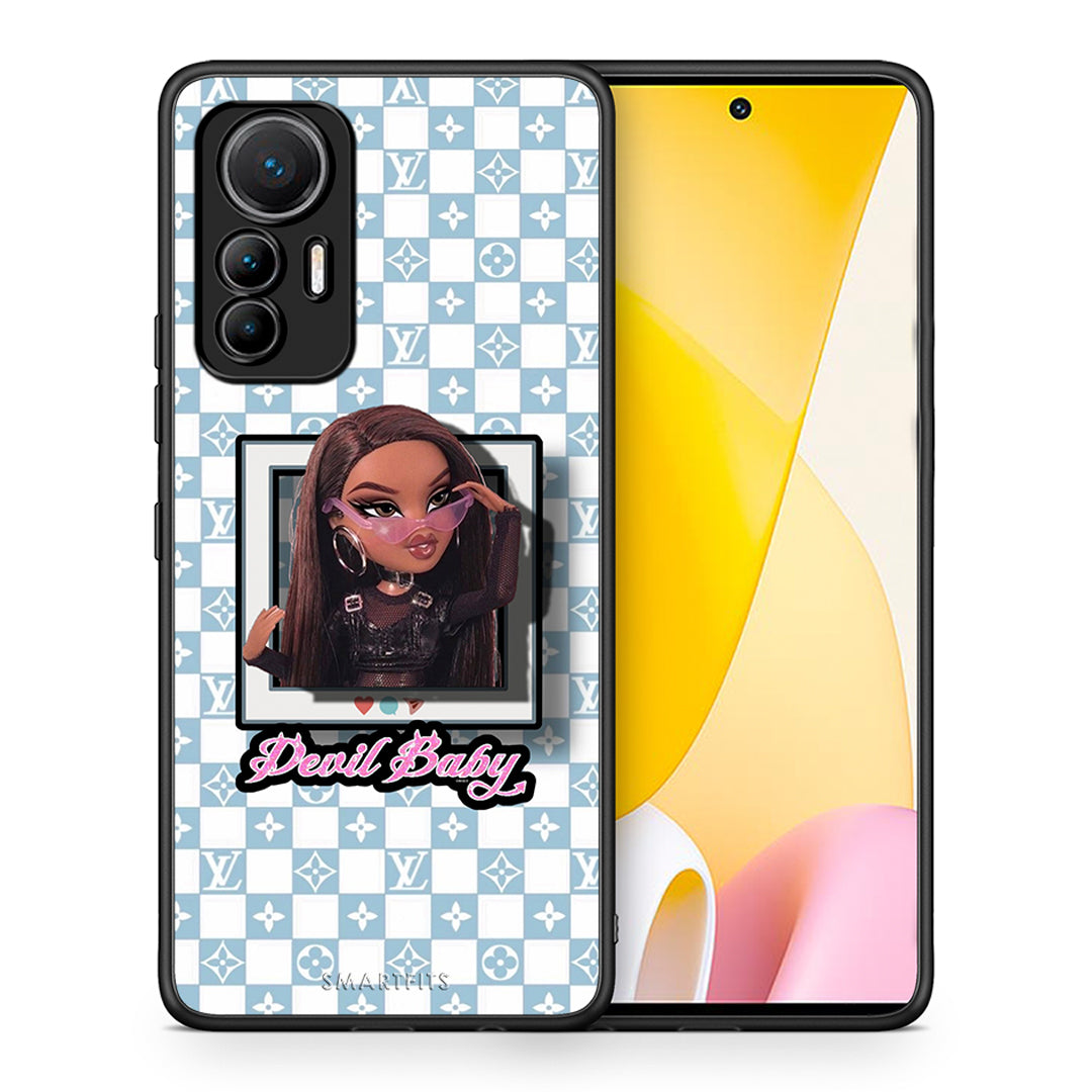 Θήκη Αγίου Βαλεντίνου Xiaomi 12 Lite 5G Devil Baby από τη Smartfits με σχέδιο στο πίσω μέρος και μαύρο περίβλημα | Xiaomi 12 Lite 5G Devil Baby case with colorful back and black bezels