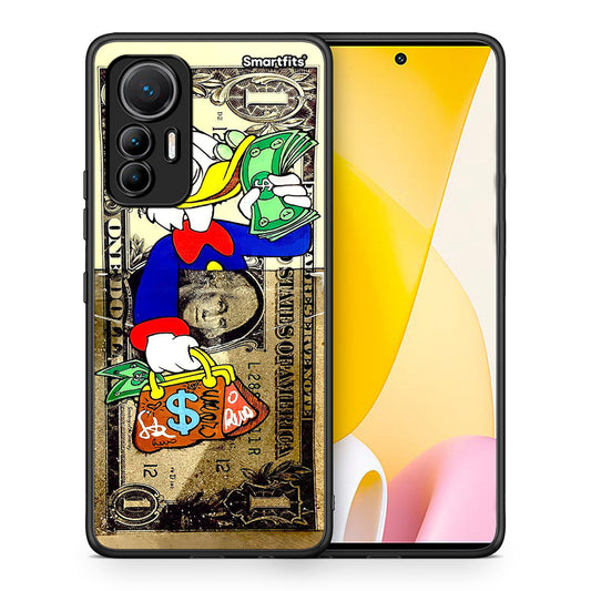 Θήκη Xiaomi 12 Lite 5G Duck Money από τη Smartfits με σχέδιο στο πίσω μέρος και μαύρο περίβλημα | Xiaomi 12 Lite 5G Duck Money case with colorful back and black bezels
