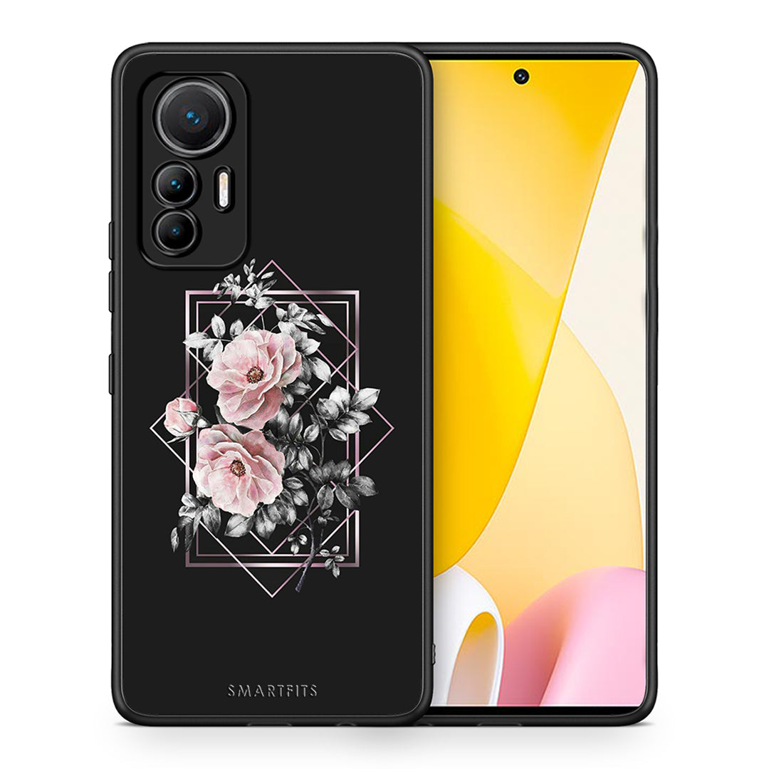 Θήκη Xiaomi 12 Lite 5G Frame Flower από τη Smartfits με σχέδιο στο πίσω μέρος και μαύρο περίβλημα | Xiaomi 12 Lite 5G Frame Flower case with colorful back and black bezels