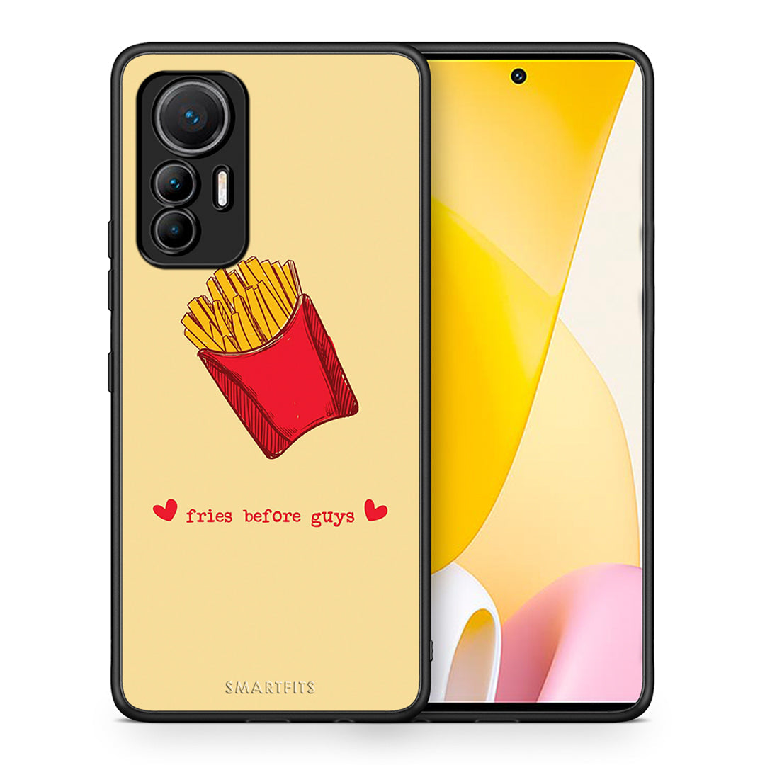 Θήκη Αγίου Βαλεντίνου Xiaomi 12 Lite 5G Fries Before Guys από τη Smartfits με σχέδιο στο πίσω μέρος και μαύρο περίβλημα | Xiaomi 12 Lite 5G Fries Before Guys case with colorful back and black bezels