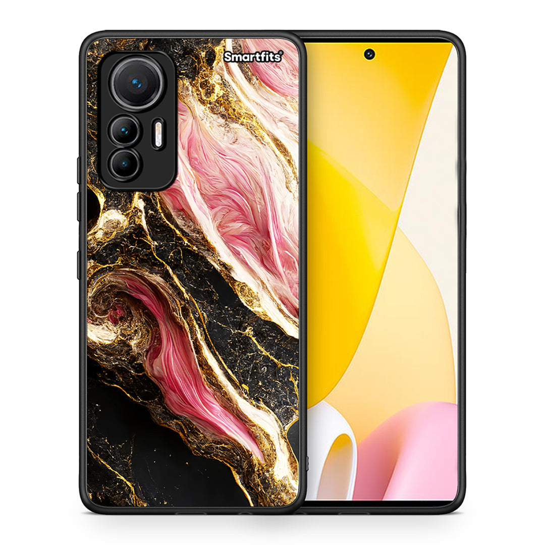 Θήκη Xiaomi 12 Lite 5G Glamorous Pink Marble από τη Smartfits με σχέδιο στο πίσω μέρος και μαύρο περίβλημα | Xiaomi 12 Lite 5G Glamorous Pink Marble case with colorful back and black bezels