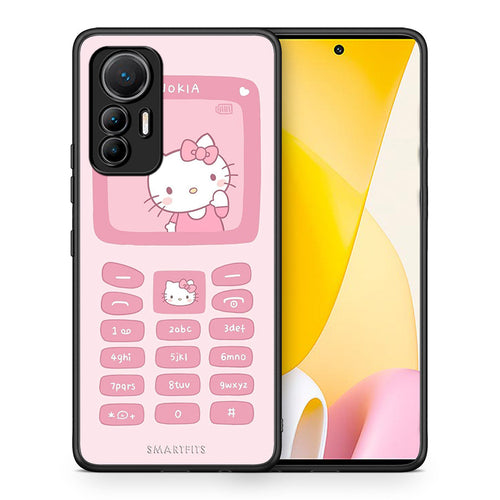Θήκη Αγίου Βαλεντίνου Xiaomi 12 Lite 5G Hello Kitten από τη Smartfits με σχέδιο στο πίσω μέρος και μαύρο περίβλημα | Xiaomi 12 Lite 5G Hello Kitten case with colorful back and black bezels