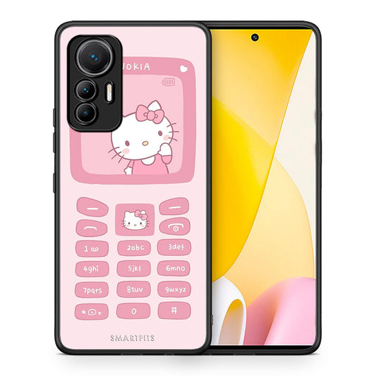 Θήκη Αγίου Βαλεντίνου Xiaomi 12 Lite 5G Hello Kitten από τη Smartfits με σχέδιο στο πίσω μέρος και μαύρο περίβλημα | Xiaomi 12 Lite 5G Hello Kitten case with colorful back and black bezels