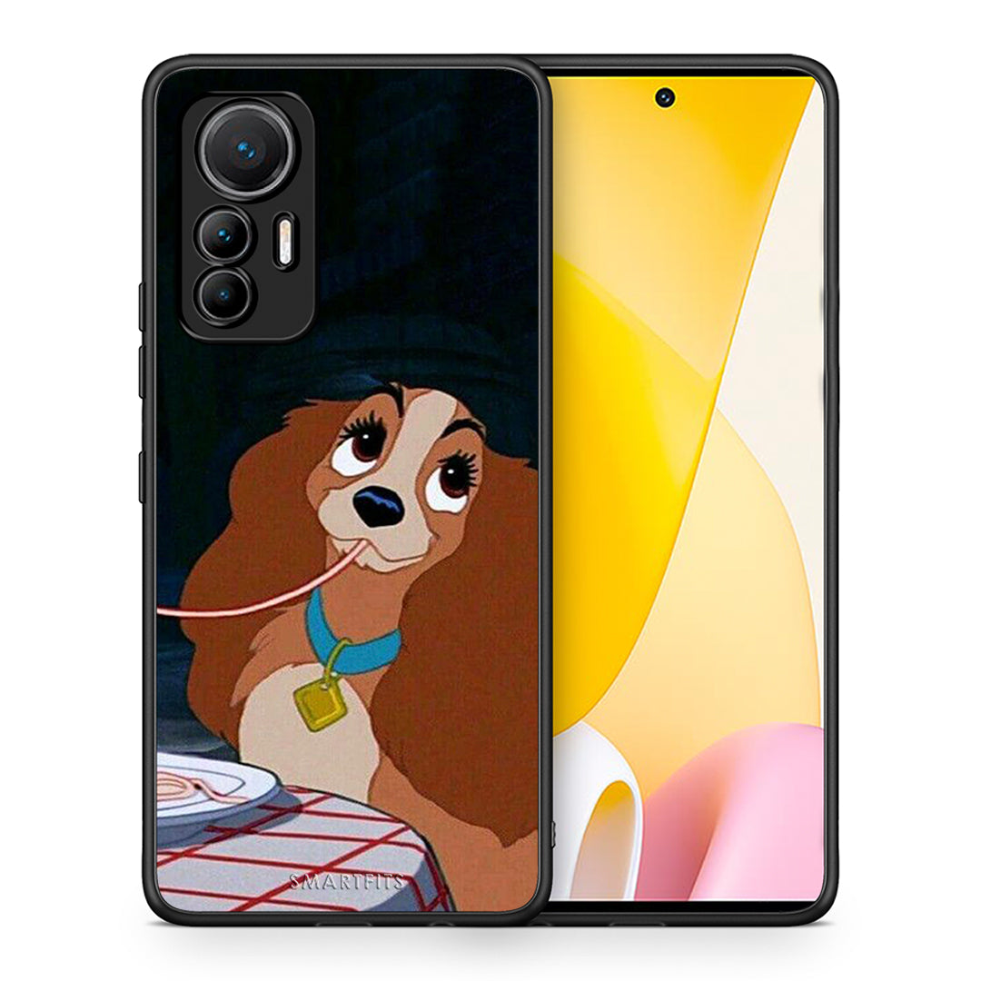 Θήκη Αγίου Βαλεντίνου Xiaomi 12 Lite 5G Lady And Tramp 2 από τη Smartfits με σχέδιο στο πίσω μέρος και μαύρο περίβλημα | Xiaomi 12 Lite 5G Lady And Tramp 2 case with colorful back and black bezels