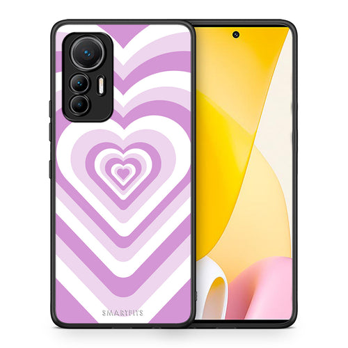 Θήκη Xiaomi 12 Lite 5G Lilac Hearts από τη Smartfits με σχέδιο στο πίσω μέρος και μαύρο περίβλημα | Xiaomi 12 Lite 5G Lilac Hearts case with colorful back and black bezels