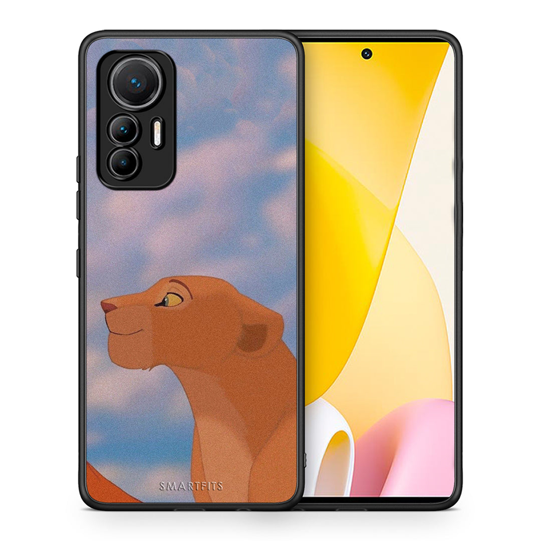Θήκη Αγίου Βαλεντίνου Xiaomi 12 Lite 5G Lion Love 2 από τη Smartfits με σχέδιο στο πίσω μέρος και μαύρο περίβλημα | Xiaomi 12 Lite 5G Lion Love 2 case with colorful back and black bezels