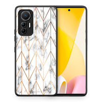 Thumbnail for Θήκη Xiaomi 12 Lite 5G Gold Geometric Marble από τη Smartfits με σχέδιο στο πίσω μέρος και μαύρο περίβλημα | Xiaomi 12 Lite 5G Gold Geometric Marble case with colorful back and black bezels