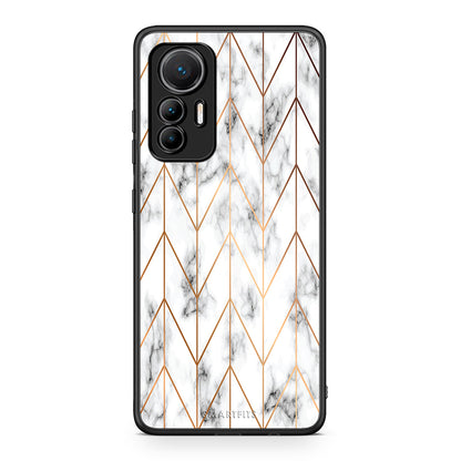 44 - Xiaomi 12 Lite 5G Gold Geometric Marble case, cover, bumper