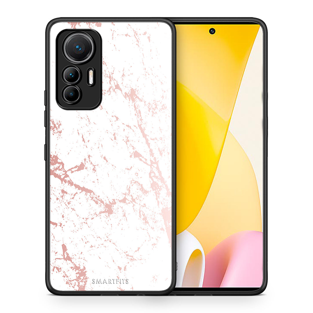 Θήκη Xiaomi 12 Lite 5G Pink Splash Marble από τη Smartfits με σχέδιο στο πίσω μέρος και μαύρο περίβλημα | Xiaomi 12 Lite 5G Pink Splash Marble case with colorful back and black bezels