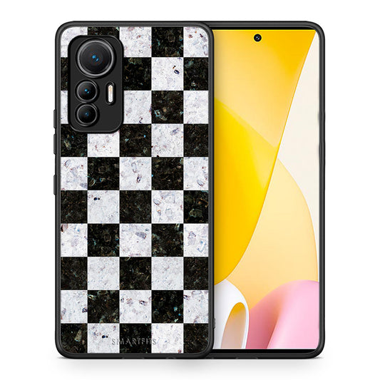 Θήκη Xiaomi 12 Lite 5G Square Geometric Marble από τη Smartfits με σχέδιο στο πίσω μέρος και μαύρο περίβλημα | Xiaomi 12 Lite 5G Square Geometric Marble case with colorful back and black bezels