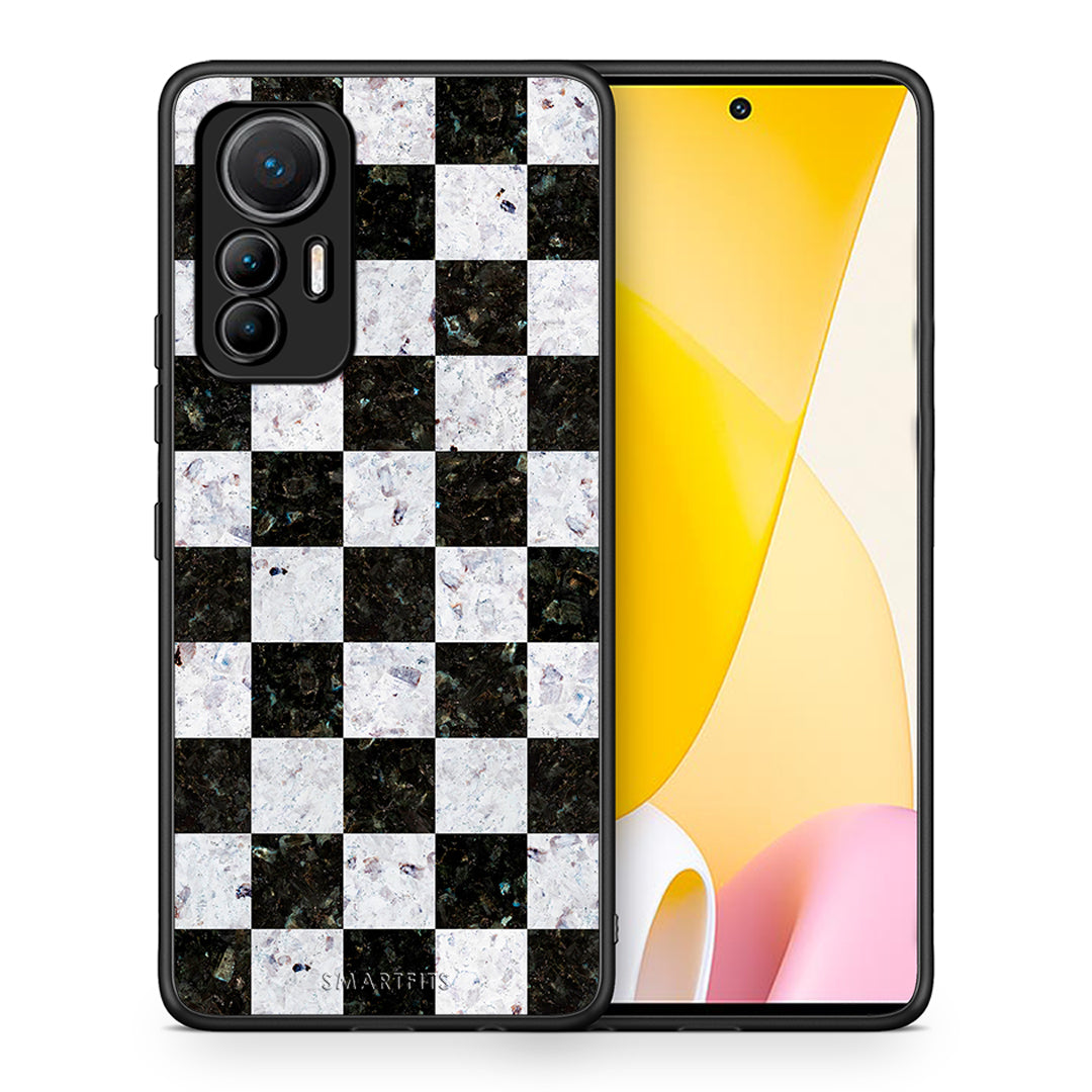 Θήκη Xiaomi 12 Lite 5G Square Geometric Marble από τη Smartfits με σχέδιο στο πίσω μέρος και μαύρο περίβλημα | Xiaomi 12 Lite 5G Square Geometric Marble case with colorful back and black bezels
