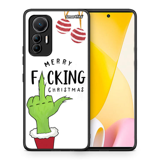 Θήκη Xiaomi 12 Lite 5G Merry F Xmas από τη Smartfits με σχέδιο στο πίσω μέρος και μαύρο περίβλημα | Xiaomi 12 Lite 5G Merry F Xmas case with colorful back and black bezels
