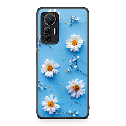 Xiaomi 12 Lite 5G Real Daisies θήκη από τη Smartfits με σχέδιο στο πίσω μέρος και μαύρο περίβλημα | Smartphone case with colorful back and black bezels by Smartfits