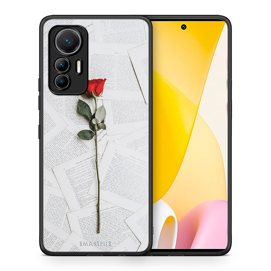 Θήκη Xiaomi 12 Lite 5G Red Rose από τη Smartfits με σχέδιο στο πίσω μέρος και μαύρο περίβλημα | Xiaomi 12 Lite 5G Red Rose case with colorful back and black bezels