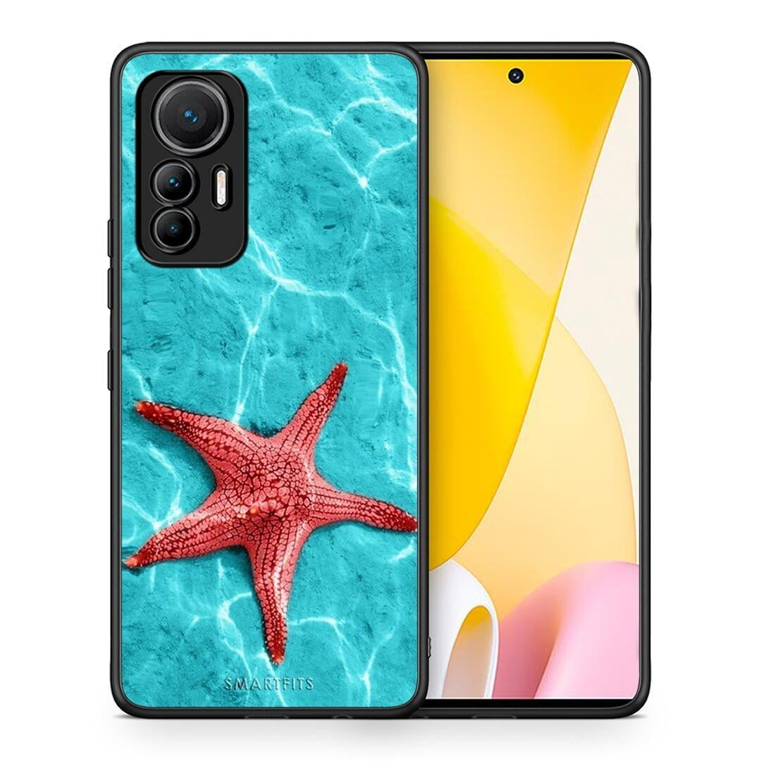 Θήκη Xiaomi 12 Lite 5G Red Starfish από τη Smartfits με σχέδιο στο πίσω μέρος και μαύρο περίβλημα | Xiaomi 12 Lite 5G Red Starfish case with colorful back and black bezels