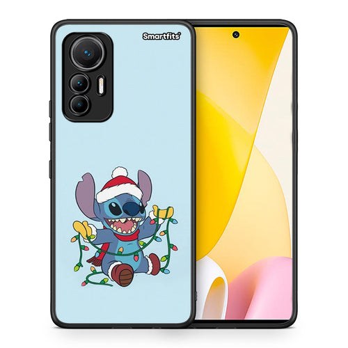 Θήκη Xiaomi 12 Lite 5G Santa Stich από τη Smartfits με σχέδιο στο πίσω μέρος και μαύρο περίβλημα | Xiaomi 12 Lite 5G Santa Stich case with colorful back and black bezels