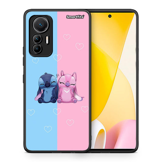 Θήκη Xiaomi 12 Lite 5G Stitch And Angel από τη Smartfits με σχέδιο στο πίσω μέρος και μαύρο περίβλημα | Xiaomi 12 Lite 5G Stitch And Angel case with colorful back and black bezels