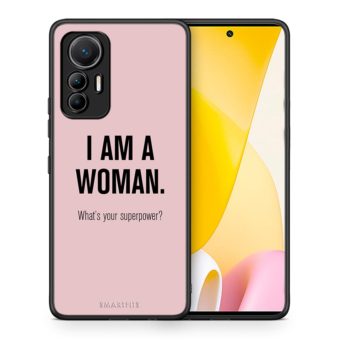 Θήκη Xiaomi 12 Lite 5G Superpower Woman από τη Smartfits με σχέδιο στο πίσω μέρος και μαύρο περίβλημα | Xiaomi 12 Lite 5G Superpower Woman case with colorful back and black bezels