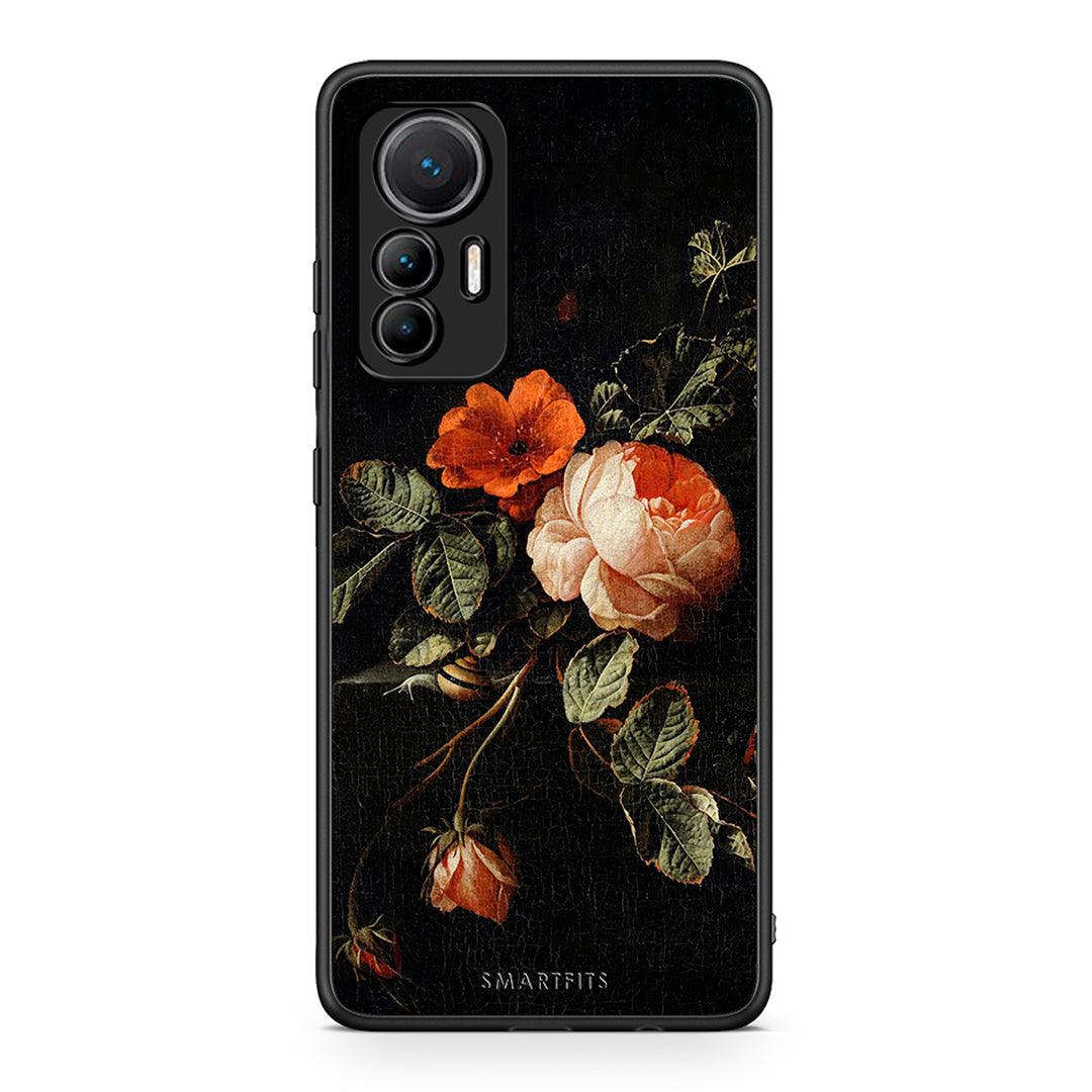 Xiaomi 12 Lite 5G Vintage Roses θήκη από τη Smartfits με σχέδιο στο πίσω μέρος και μαύρο περίβλημα | Smartphone case with colorful back and black bezels by Smartfits