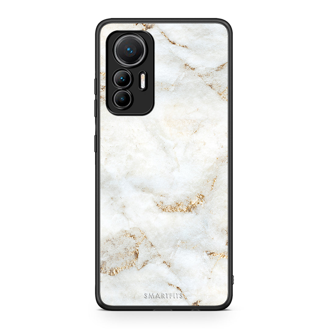 Xiaomi 12 Lite 5G White Gold Marble θήκη από τη Smartfits με σχέδιο στο πίσω μέρος και μαύρο περίβλημα | Smartphone case with colorful back and black bezels by Smartfits