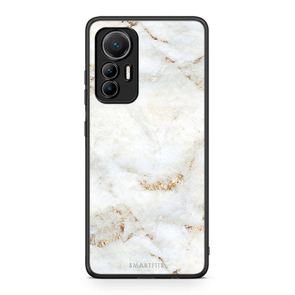 Xiaomi 12 Lite 5G White Gold Marble θήκη από τη Smartfits με σχέδιο στο πίσω μέρος και μαύρο περίβλημα | Smartphone case with colorful back and black bezels by Smartfits