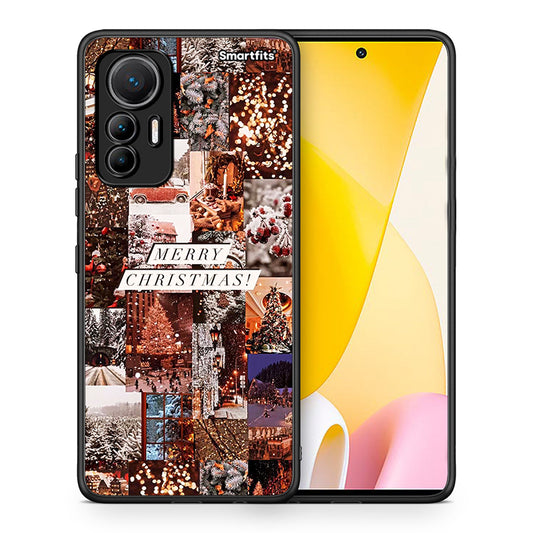 Θήκη Xiaomi 12 Lite 5G Xmas Collage από τη Smartfits με σχέδιο στο πίσω μέρος και μαύρο περίβλημα | Xiaomi 12 Lite 5G Xmas Collage case with colorful back and black bezels