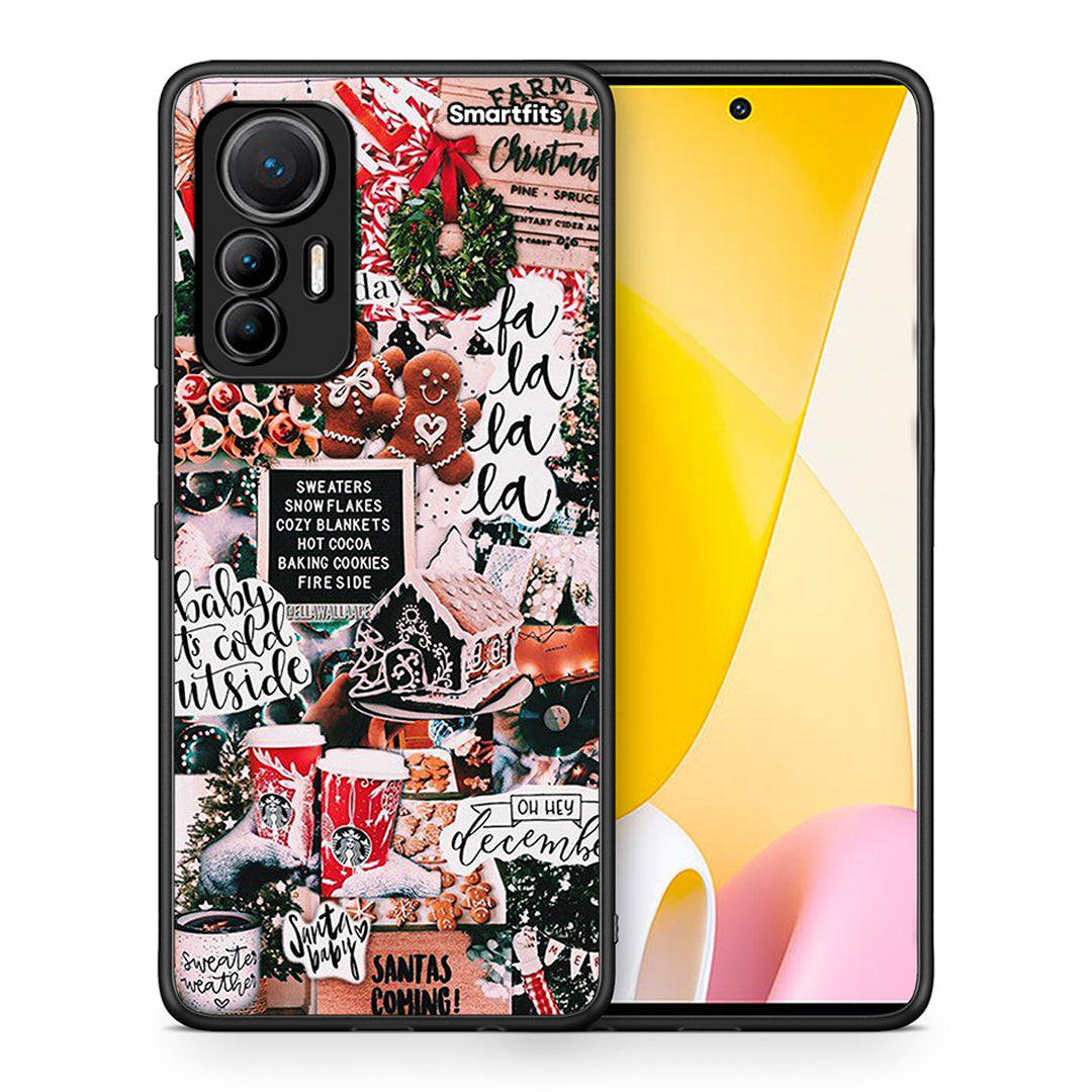 Θήκη Xiaomi 12 Lite 5G Xmas Habbits από τη Smartfits με σχέδιο στο πίσω μέρος και μαύρο περίβλημα | Xiaomi 12 Lite 5G Xmas Habbits case with colorful back and black bezels