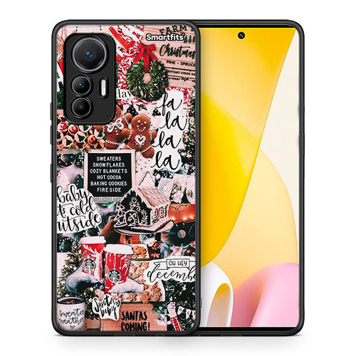 Θήκη Xiaomi 12 Lite 5G Xmas Habbits από τη Smartfits με σχέδιο στο πίσω μέρος και μαύρο περίβλημα | Xiaomi 12 Lite 5G Xmas Habbits case with colorful back and black bezels