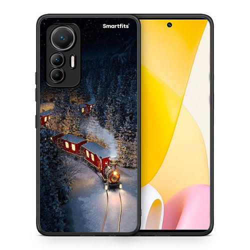 Θήκη Xiaomi 12 Lite 5G Xmas Train από τη Smartfits με σχέδιο στο πίσω μέρος και μαύρο περίβλημα | Xiaomi 12 Lite 5G Xmas Train case with colorful back and black bezels