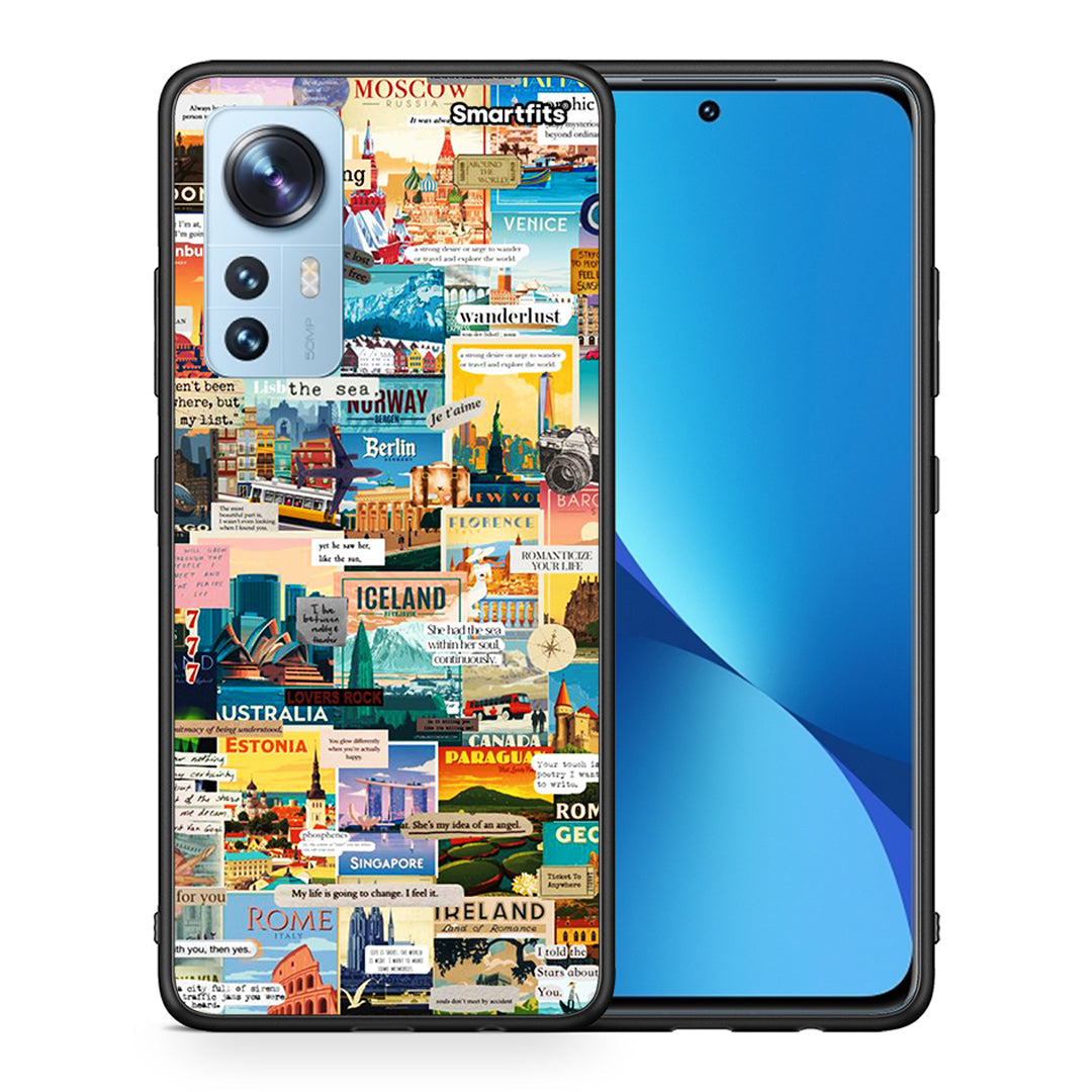 Θήκη Xiaomi 12/12X 5G Live To Travel από τη Smartfits με σχέδιο στο πίσω μέρος και μαύρο περίβλημα | Xiaomi 12/12X 5G Live To Travel case with colorful back and black bezels