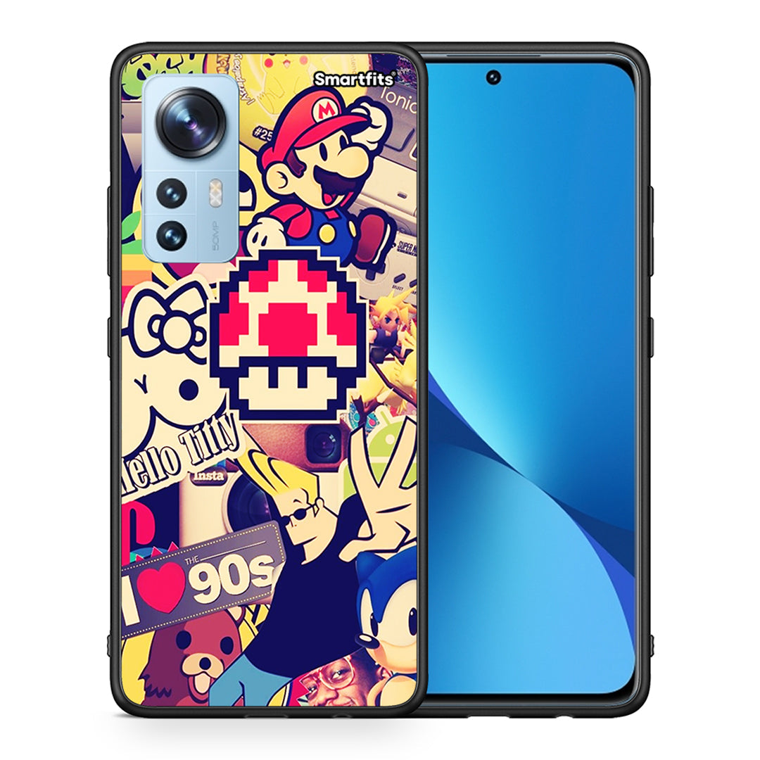 Θήκη Xiaomi 12/12X 5G Love The 90s από τη Smartfits με σχέδιο στο πίσω μέρος και μαύρο περίβλημα | Xiaomi 12/12X 5G Love The 90s case with colorful back and black bezels