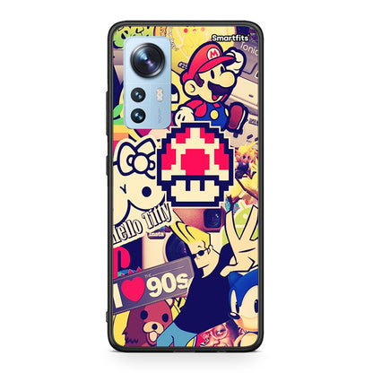 Xiaomi 12/12X 5G Love The 90s θήκη από τη Smartfits με σχέδιο στο πίσω μέρος και μαύρο περίβλημα | Smartphone case with colorful back and black bezels by Smartfits