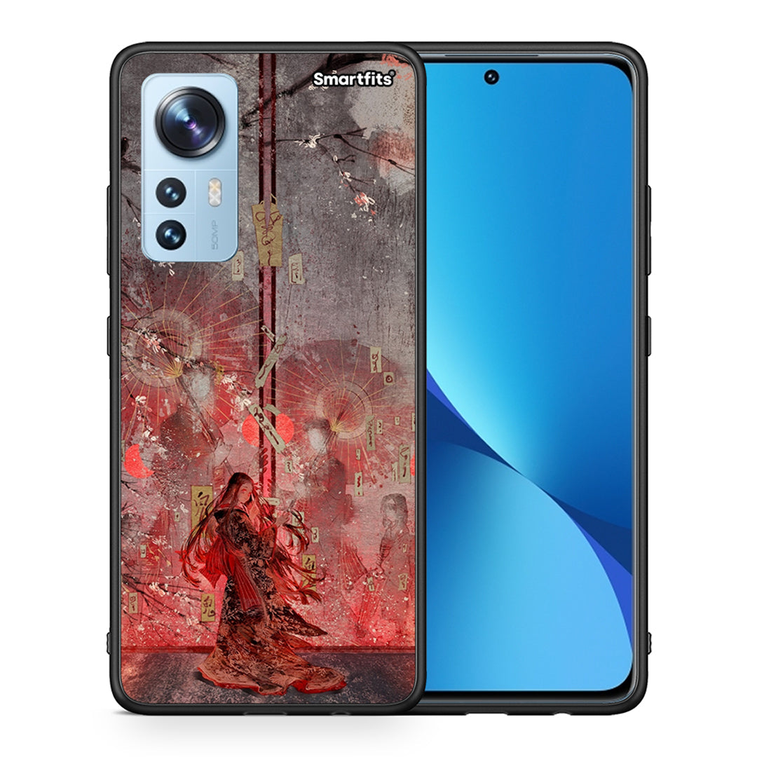 Θήκη Xiaomi 12/12X 5G Nezuko Kamado από τη Smartfits με σχέδιο στο πίσω μέρος και μαύρο περίβλημα | Xiaomi 12/12X 5G Nezuko Kamado case with colorful back and black bezels