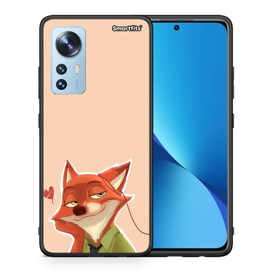 Θήκη Xiaomi 12/12X 5G Nick Wilde And Judy Hopps Love 1 από τη Smartfits με σχέδιο στο πίσω μέρος και μαύρο περίβλημα | Xiaomi 12/12X 5G Nick Wilde And Judy Hopps Love 1 case with colorful back and black bezels