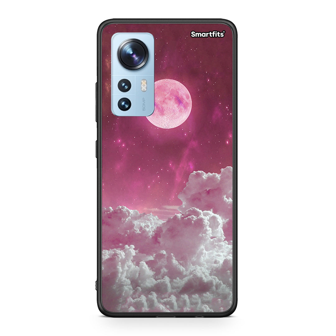 Xiaomi 12 / 12X 5G Pink Moon Θήκη από τη Smartfits με σχέδιο στο πίσω μέρος και μαύρο περίβλημα | Smartphone case with colorful back and black bezels by Smartfits