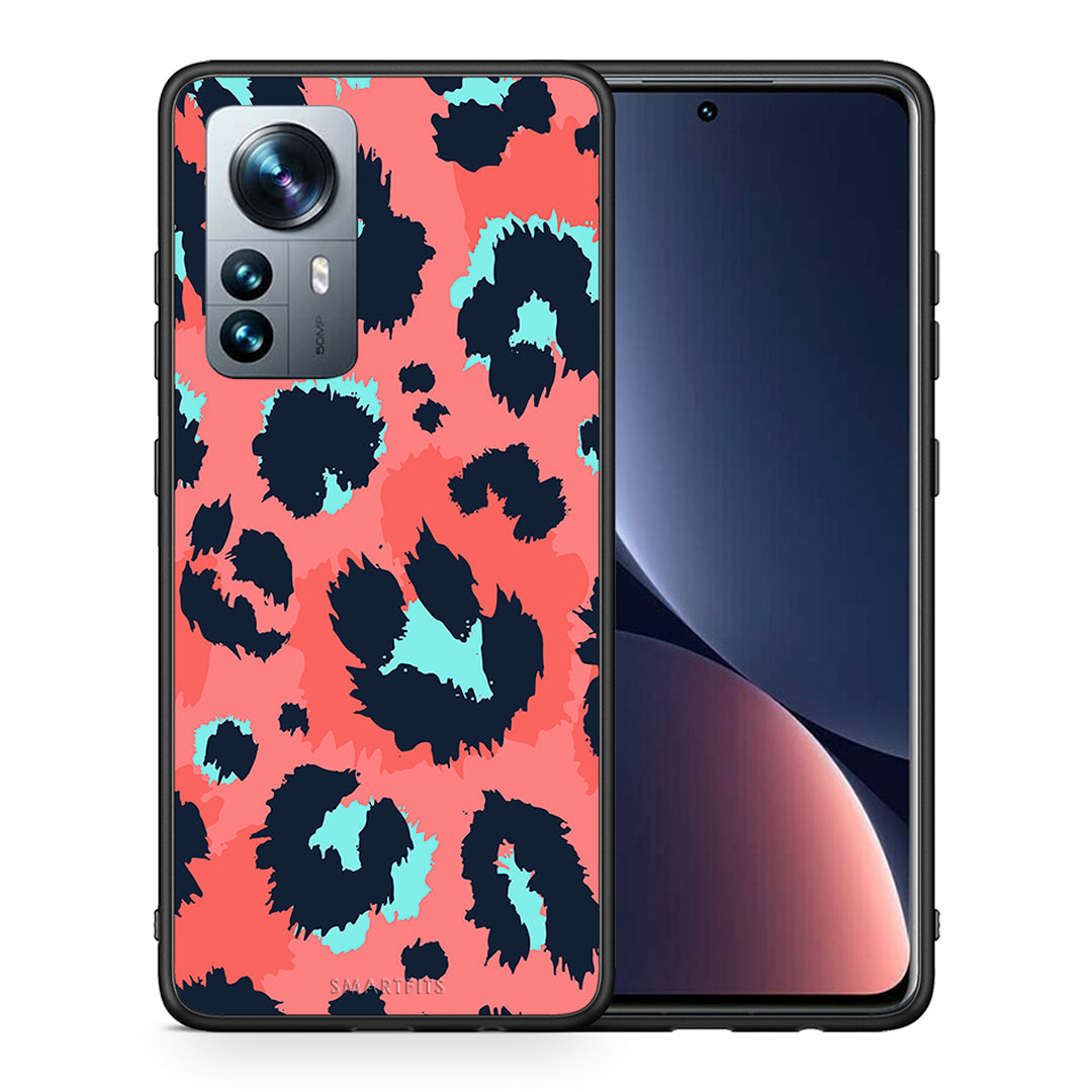 Θήκη Xiaomi 12 Pro Pink Leopard Animal από τη Smartfits με σχέδιο στο πίσω μέρος και μαύρο περίβλημα | Xiaomi 12 Pro Pink Leopard Animal case with colorful back and black bezels