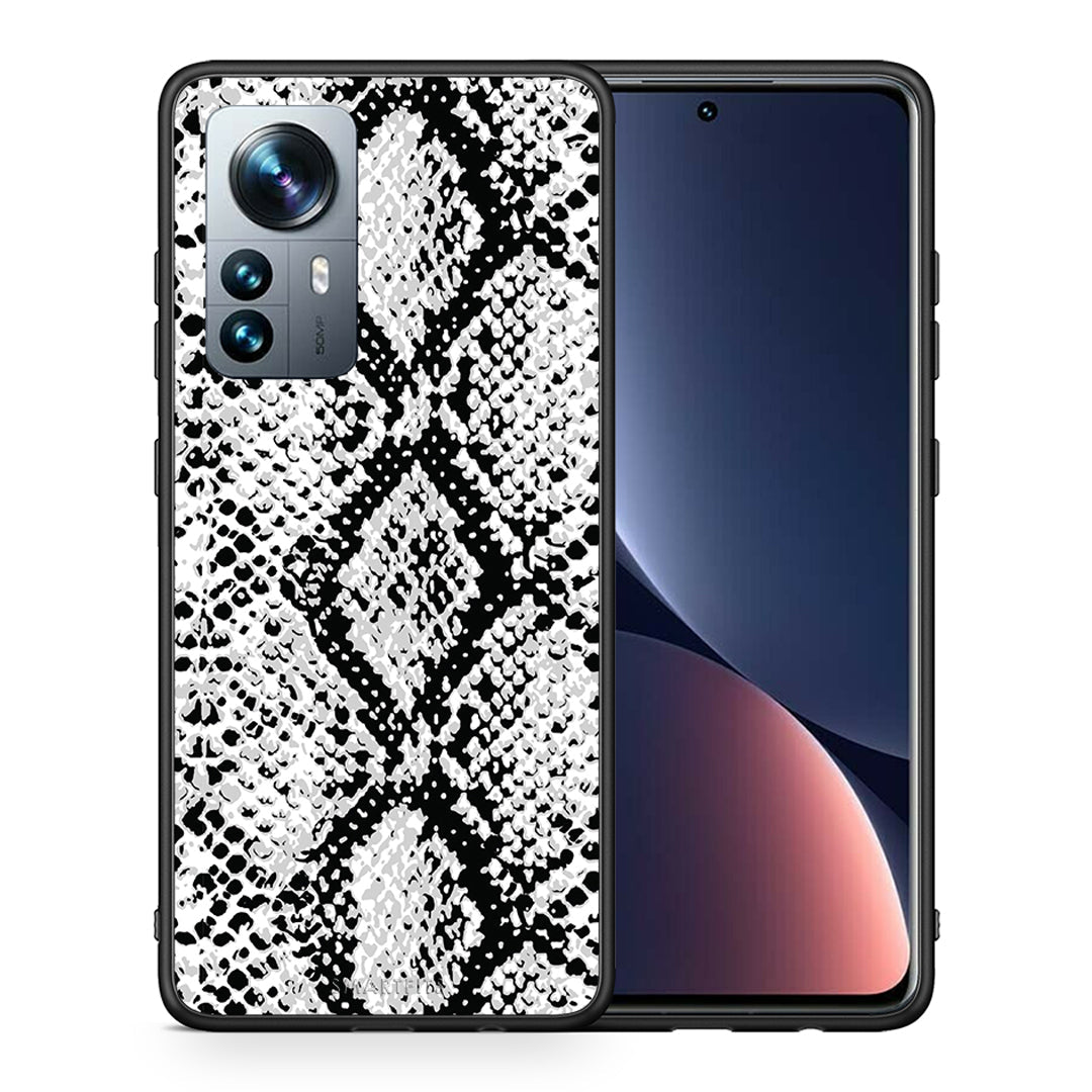 Θήκη Xiaomi 12 Pro White Snake Animal από τη Smartfits με σχέδιο στο πίσω μέρος και μαύρο περίβλημα | Xiaomi 12 Pro White Snake Animal case with colorful back and black bezels