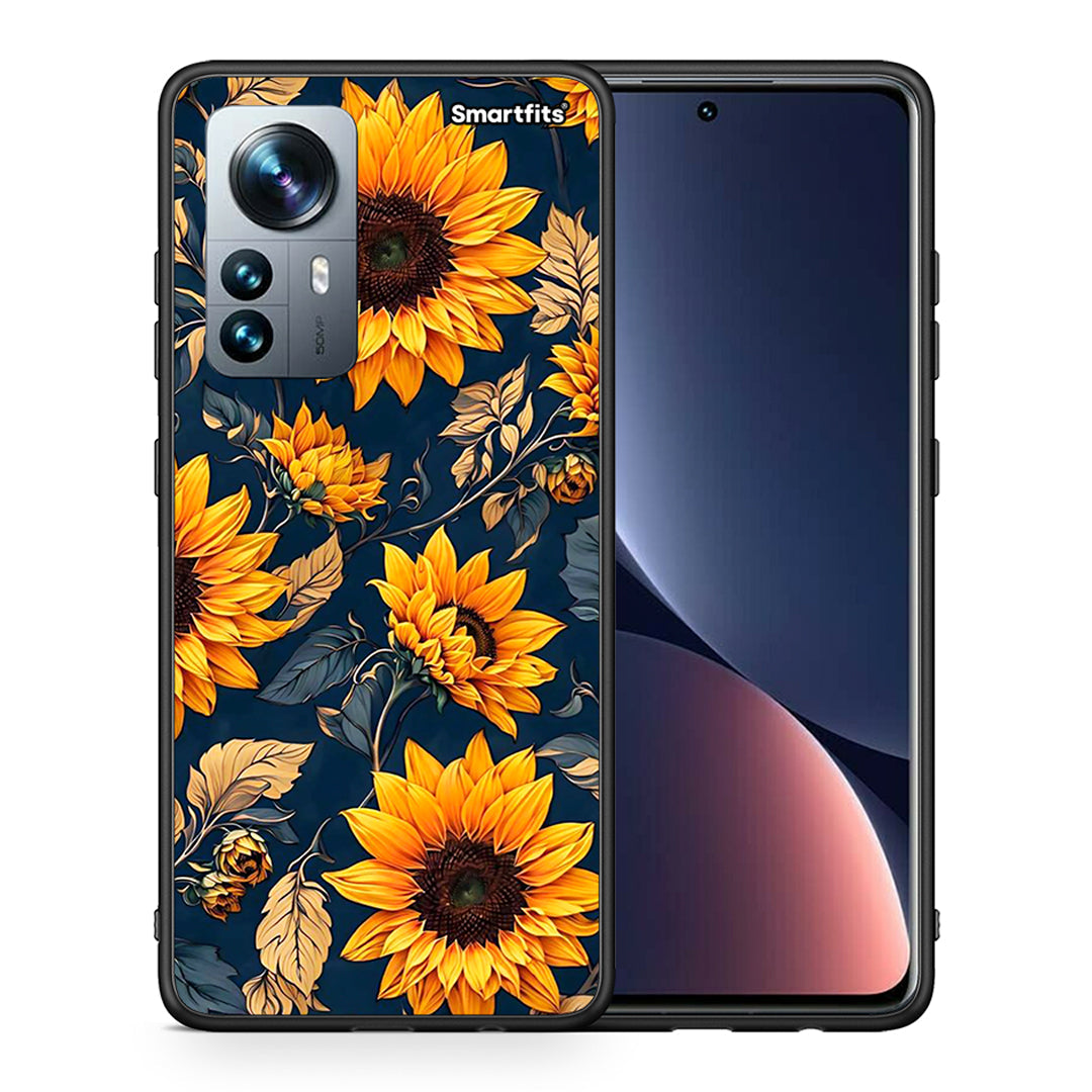 Θήκη Xiaomi 12 Pro Autumn Sunflowers από τη Smartfits με σχέδιο στο πίσω μέρος και μαύρο περίβλημα | Xiaomi 12 Pro Autumn Sunflowers case with colorful back and black bezels