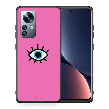 Θήκη Xiaomi 12 Pro Blue Eye Pink από τη Smartfits με σχέδιο στο πίσω μέρος και μαύρο περίβλημα | Xiaomi 12 Pro Blue Eye Pink case with colorful back and black bezels