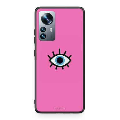 Xiaomi 12 Pro Blue Eye Pink θήκη από τη Smartfits με σχέδιο στο πίσω μέρος και μαύρο περίβλημα | Smartphone case with colorful back and black bezels by Smartfits