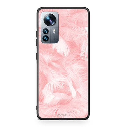 33 - Xiaomi 12 Pro Pink Feather Boho case, cover, bumper