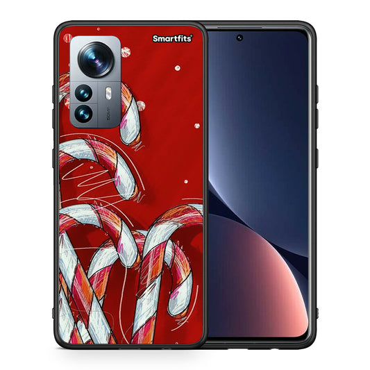 Θήκη Xiaomi 12 Pro Candy Cane από τη Smartfits με σχέδιο στο πίσω μέρος και μαύρο περίβλημα | Xiaomi 12 Pro Candy Cane case with colorful back and black bezels