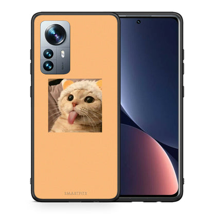 Θήκη Xiaomi 12 Pro Cat Tongue από τη Smartfits με σχέδιο στο πίσω μέρος και μαύρο περίβλημα | Xiaomi 12 Pro Cat Tongue case with colorful back and black bezels