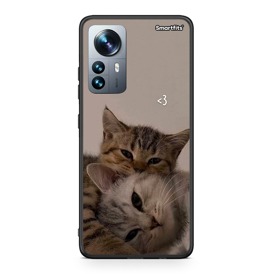 Xiaomi 12 Pro Cats In Love θήκη από τη Smartfits με σχέδιο στο πίσω μέρος και μαύρο περίβλημα | Smartphone case with colorful back and black bezels by Smartfits