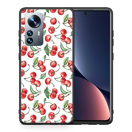 Θήκη Xiaomi 12 Pro Cherry Summer από τη Smartfits με σχέδιο στο πίσω μέρος και μαύρο περίβλημα | Xiaomi 12 Pro Cherry Summer case with colorful back and black bezels