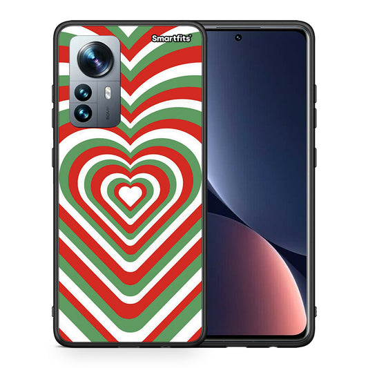 Θήκη Xiaomi 12 Pro Christmas Hearts από τη Smartfits με σχέδιο στο πίσω μέρος και μαύρο περίβλημα | Xiaomi 12 Pro Christmas Hearts case with colorful back and black bezels